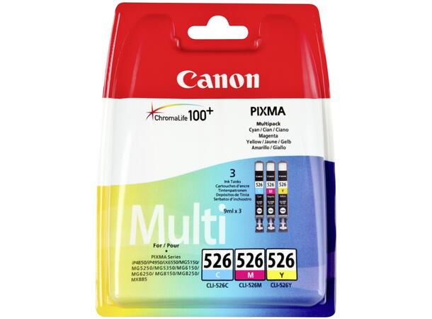 Canon Blekk CLI-526 Multipack (C/M/Y) Pakke med farget blekk for Canon-skriver